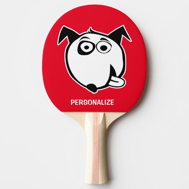 Rolig hund tecknad bord tennis ping pong paddle pingisracket (Framsidan)