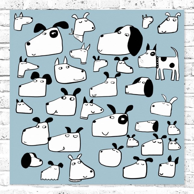Rolig hund Tecknad Poster (Funny cartoon dogs poster for animal lovers)
