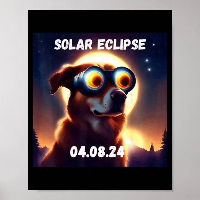 Rolig Hund Total Solförmörkelse Glasögon Poster (Framsidan)
