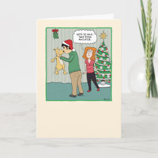 Rolig hund under Mistletoe-jul Helgkort