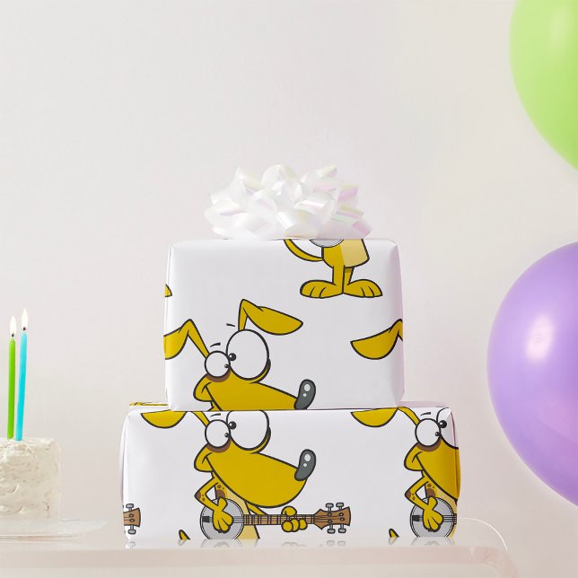 Rolig hund uppspelning av Banjo Music Presentpapper (Skapare uppladdad)