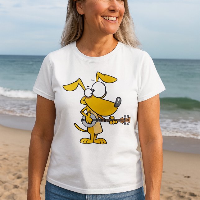 Rolig hund uppspelning av Banjo Music T Shirt (Skapare uppladdad)