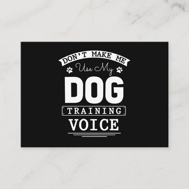 Rolig hund utbildning för hund Trainer Voice Visitkort (Framsida)