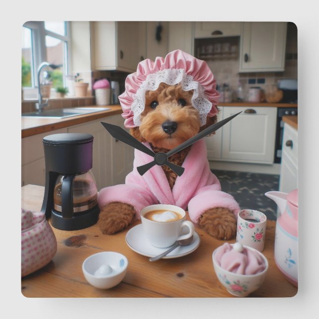 Rolig hund väggklocka (Framsida)