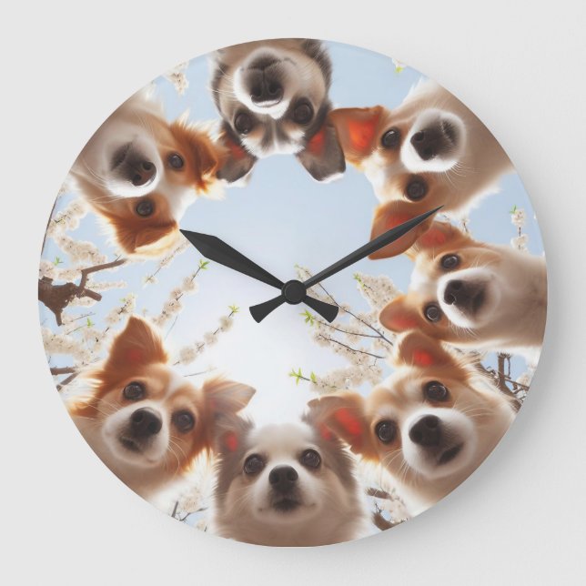 Rolig hund väggklocka för kugge för kugghjul (Framsida)