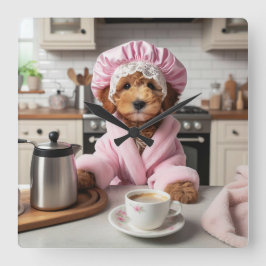 Rolig hund vägglås för valfri valp fyrkantig klocka