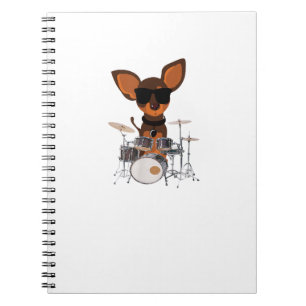 Rolig hund vårdssolfångare som spelar upp Drummer Anteckningsbok