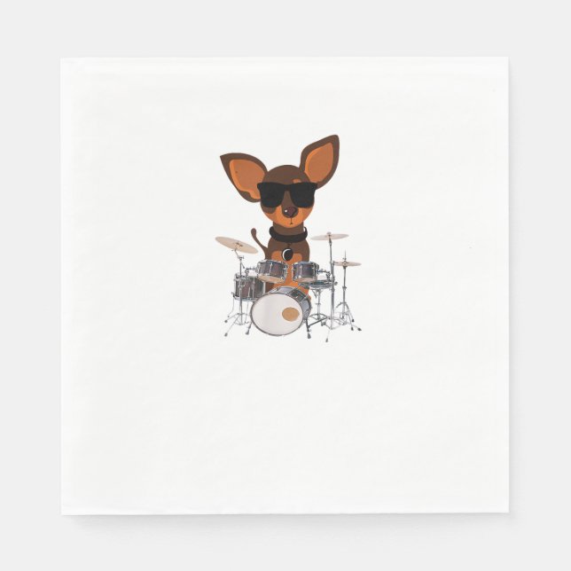 Rolig hund vårdssolfångare som spelar upp Drummer Pappersservett (Framsidan)