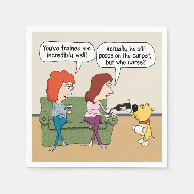 Rolig hund Vin när det inte går upp Pappersservett (Framsidan)