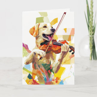 Rolig hund Violin-mappkort för uppspelning Tack Kort
