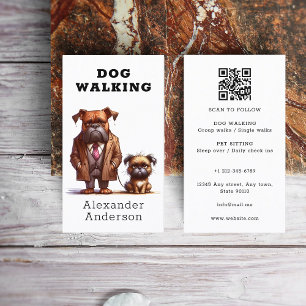 Rolig hund Walker Walking Pet Sitta QR-kod Visitkort