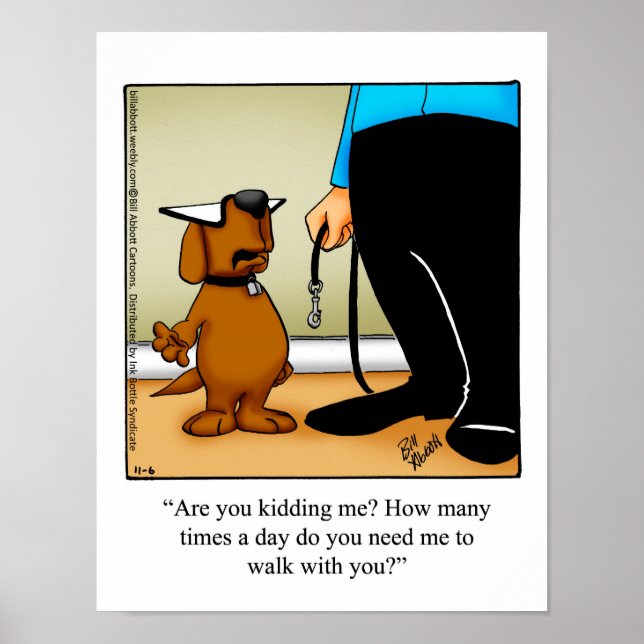Rolig hund Walking Humor Poster Gift (Framsidan)
