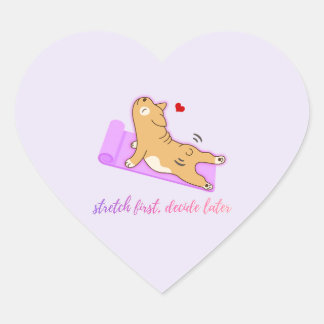 Rolig Hund Yoga-dekal – Söt Lat Fitness Humor Hjärtformat Klistermärke