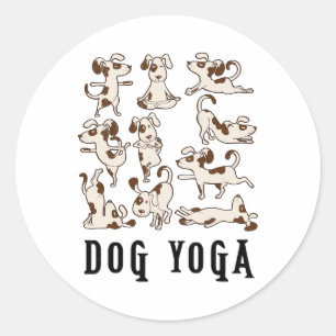 Rolig hund yoga present t-shirt - söt familjekläds runt klistermärke