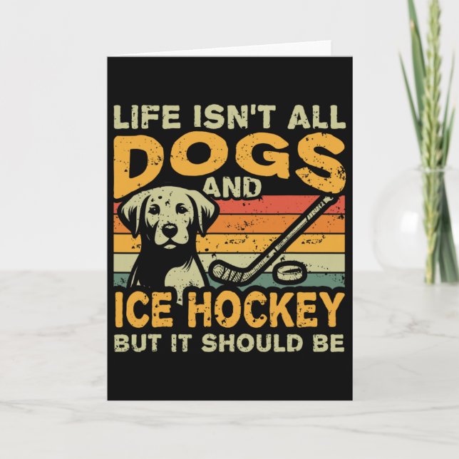 Rolig hundägare och ishockeyälskare present Uni-vu Kort (Framsida)