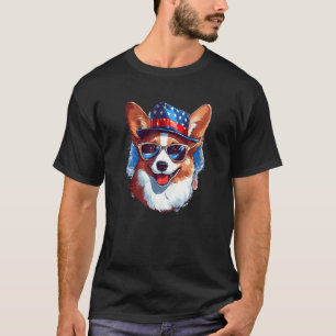 Rolig Hundälskare Corgi Självständighetsdag Amerik T Shirt