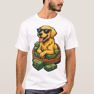 Rolig hundälskare Golden Retriever Pengar Stack T Shirt