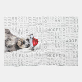 Rolig hundälskare semester Schnauzer jul Kökshandduk