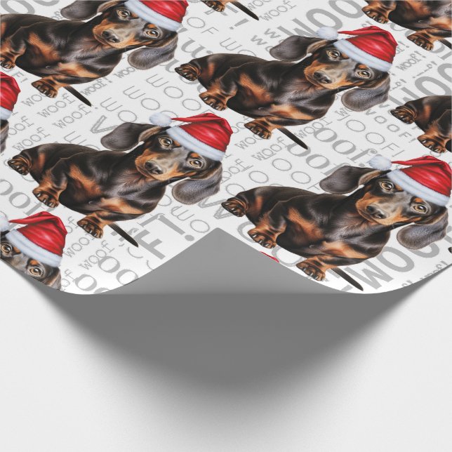 Rolig hundälskare Slät Dachshund i tomteluva Presentpapper (Hörn)