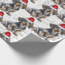 Rolig hundälskare Wirehair Dachshund i en tomtehat Presentpapper