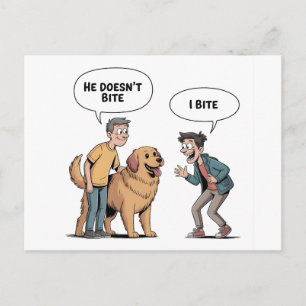Rolig Hundcitat Serieteckning Jag Biter Humor Vykort