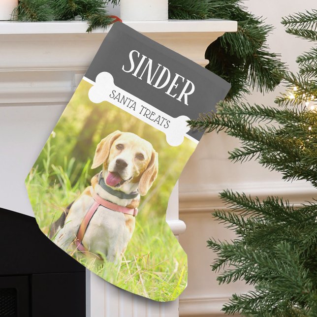Rolig hundfoto personlig liten julstrumpa (Fun Dog Photo Personalized Small Christmas Stocking)