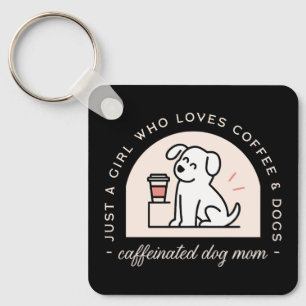 Rolig hundmamma och kaffefantast med retroestetik nyckelring