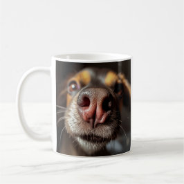 Rolig hundnäsa närbild kaffemugg – perfekt present