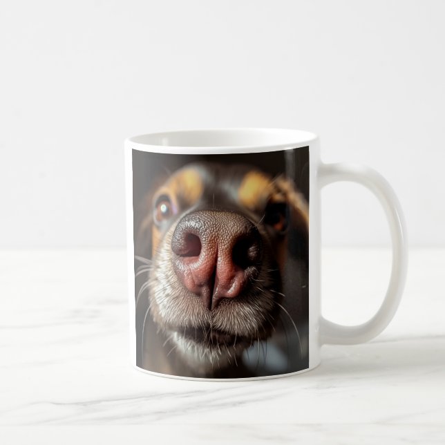 Rolig hundnäsa närbild kaffemugg – perfekt present (Höger)