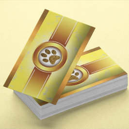 Rolig Hundpromenad Husdjur Sittande Guld Tass Visitkort