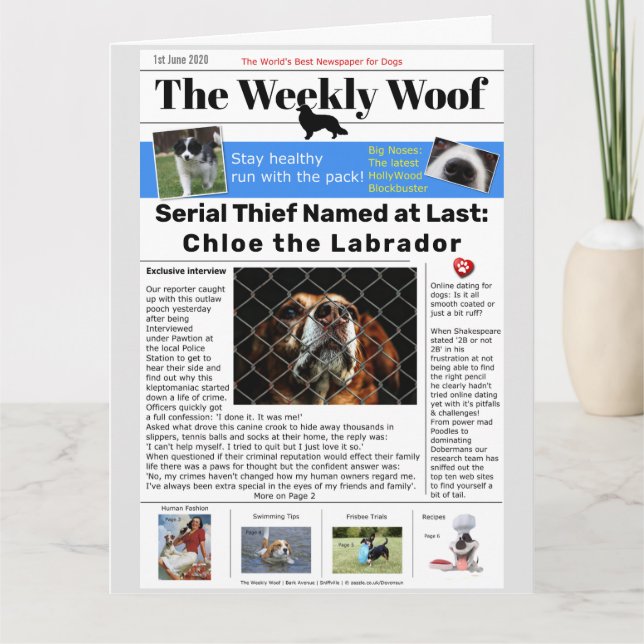 Rolig hundtidning kort (Framsida)