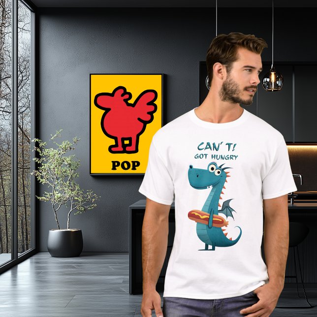 Rolig Hungrig Drak | Kan inte. Blev hungrig. | Mat T Shirt (Skapare uppladdad)