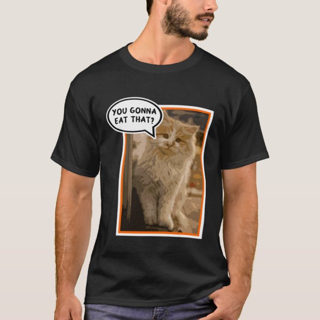 Rolig Hungrig Katt Konstnärlig T Shirt (Framsida)