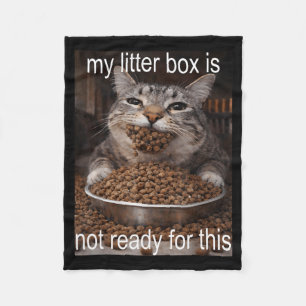 Rolig hungrig katt meme innan kattlådan kaos fleecefilt