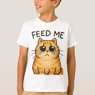 Rolig hungrig katt stirrar efter matkonst t shirt