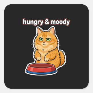 Rolig Hungrig och Dyster Rödhårig Katt Meme Fyrkantigt Klistermärke