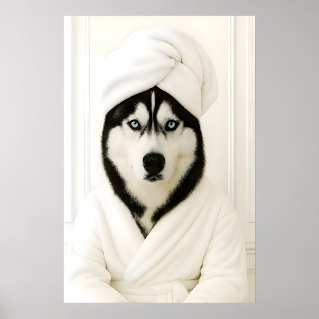 Rolig Husky Badrumstryck, Sibirisk Husky I Poster (Framsidan)