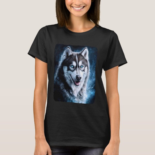 Rolig Husky Hund Design för Hundälskare T Shirt (Framsida)