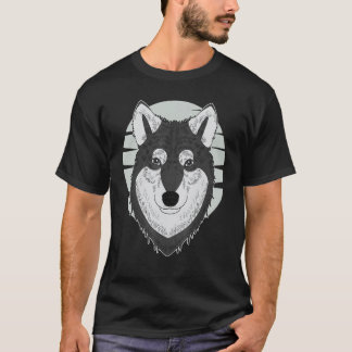 Rolig Husky hundavtryck konst ansikte med Siberian T Shirt