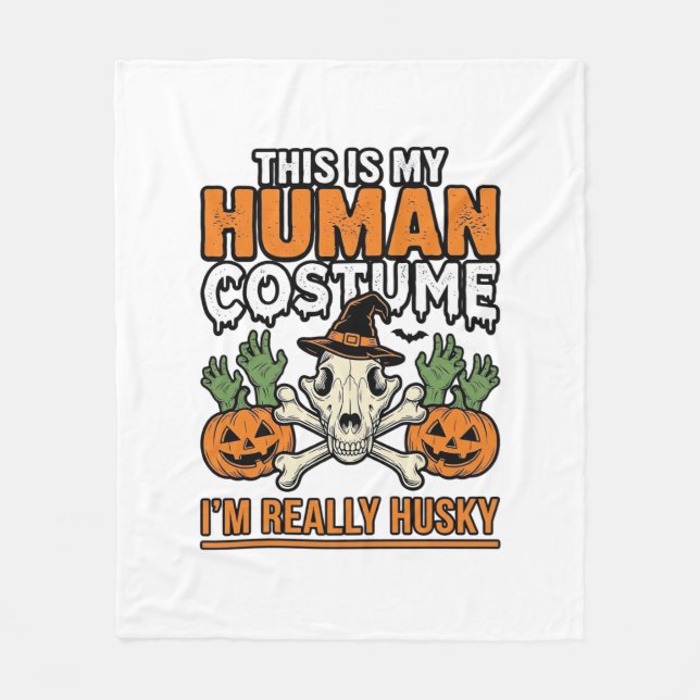 Rolig Husky Mänsklig Kostym Halloween Hund Tröja D Fleecefilt (Framsidan)
