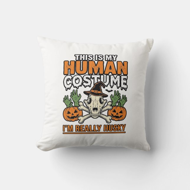 Rolig Husky Mänsklig Kostym Halloween Hund Tröja D Kudde (Framsida)