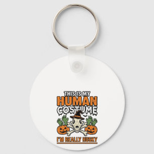 Rolig Husky Mänsklig Kostym Halloween Hund Tröja D Nyckelring