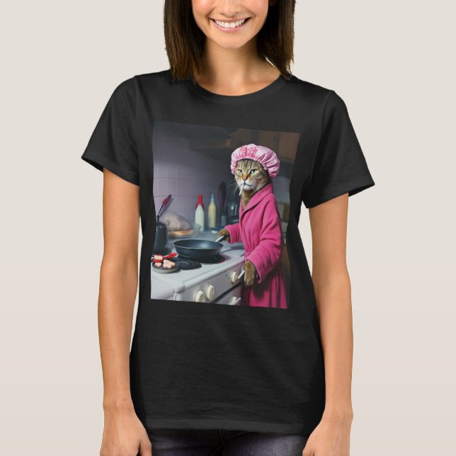 Rolig husmor Katt Meme Gen Z Brainrot T-Shirt (Framsida)