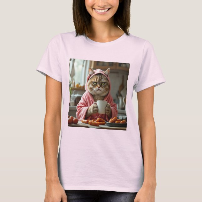 Rolig husmor Katt Meme Gen Z Hjärnrost T-Shirt (Framsida)