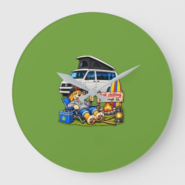 Rolig husvagn '' tufft liv ''Väggklocka Stor Klocka (Framsida)