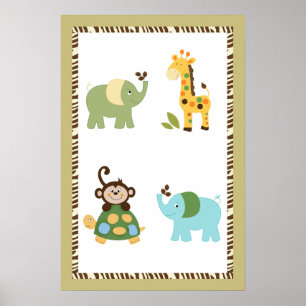 Rolig i djungeln Nursery Art Affisch 16x24