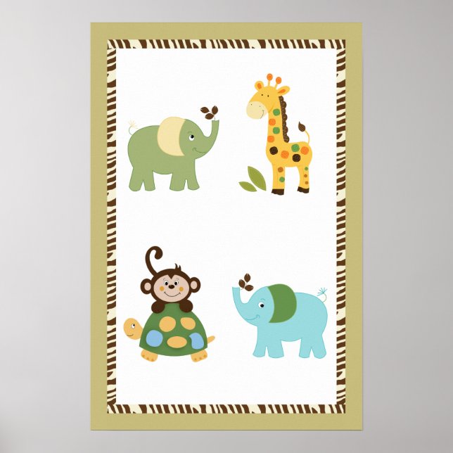 Rolig i djungeln Nursery Art Affisch 16x24 (Framsidan)