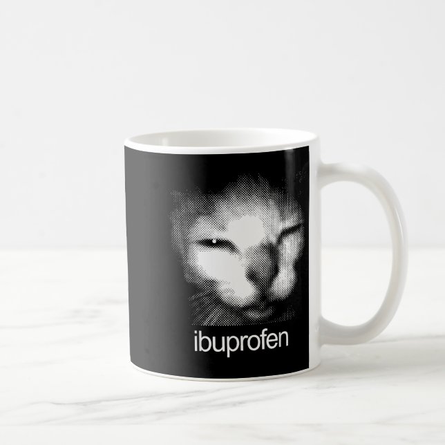 Rolig Ibuprofen Katt Meme Retro Ful Katt Ansikte M Kaffemugg (Höger)