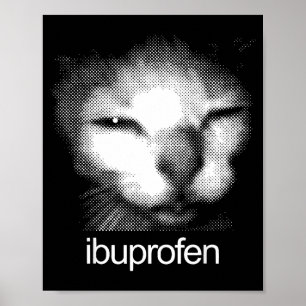 Rolig Ibuprofen Katt Meme Retro Ful Katt Ansikte M Poster