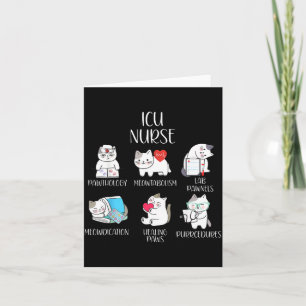 Rolig ICU-sjuksköterska med katt Intensivvårdssjuk Kort
